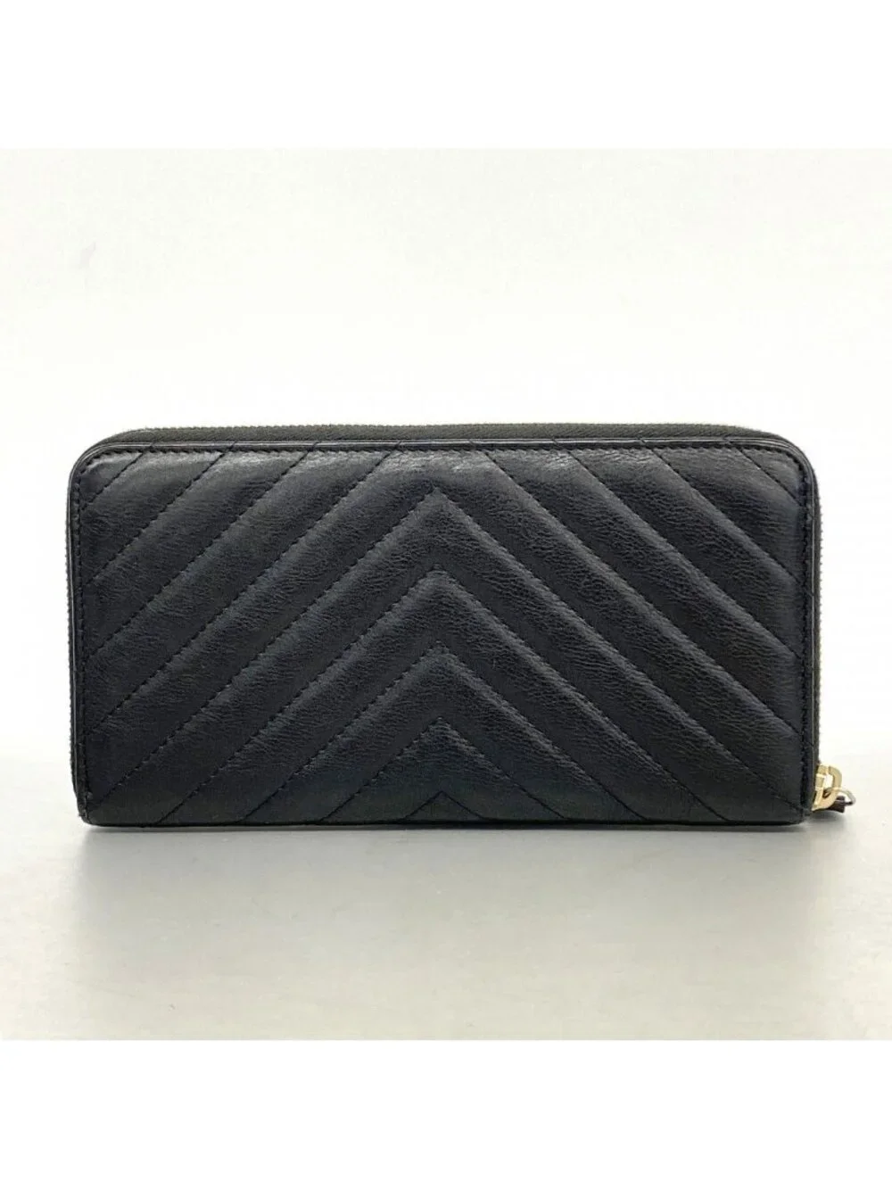 Chanel Wallet Che Blanc Leather Black Gold